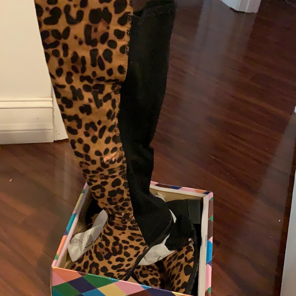 Shoe Republic La boots cheetah print over knee boots size 7